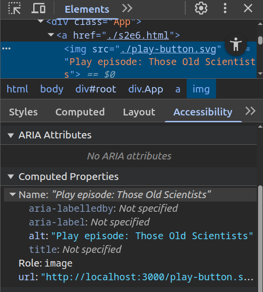 Accessibility dev tools in Chrome