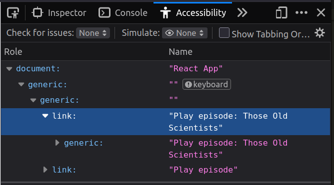 Accessibility dev tools in Firefox